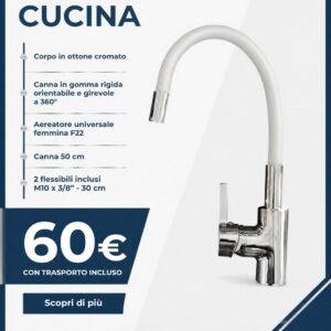 Miscelatore cucina canna in gomma girevole